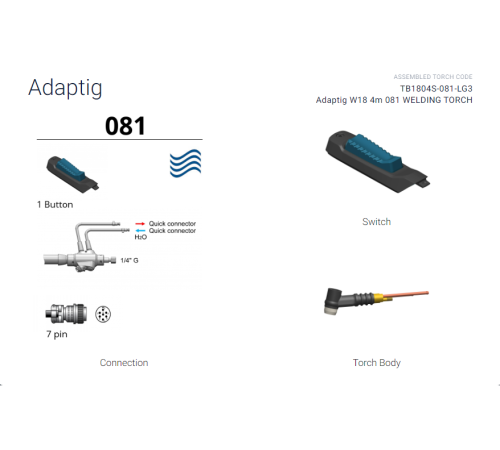 Горелка для аргонодуговой сварки Adaptig W18 4м